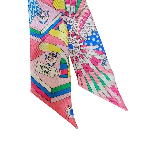 Hermes Twilly Silk Scarf Danse Des Amazones Multicolor Print New France Luxury - Picture 5 of 14